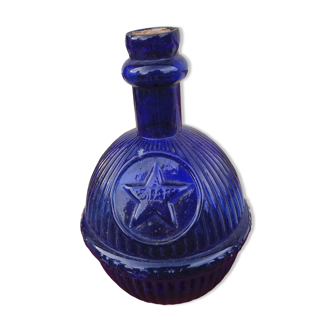 HARDEN fireplace fire extinguishing grenade in fluted blue glass, marked "Star". Rare decoration