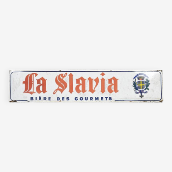 Plaque publicitaire émaillée La Slavia