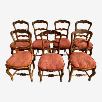 Set of 7 Provencal straw chairs