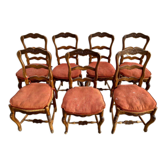 Set of 7 Provencal straw chairs