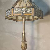 Antique art nouveau lamp with bronze base, 53x32 cm,