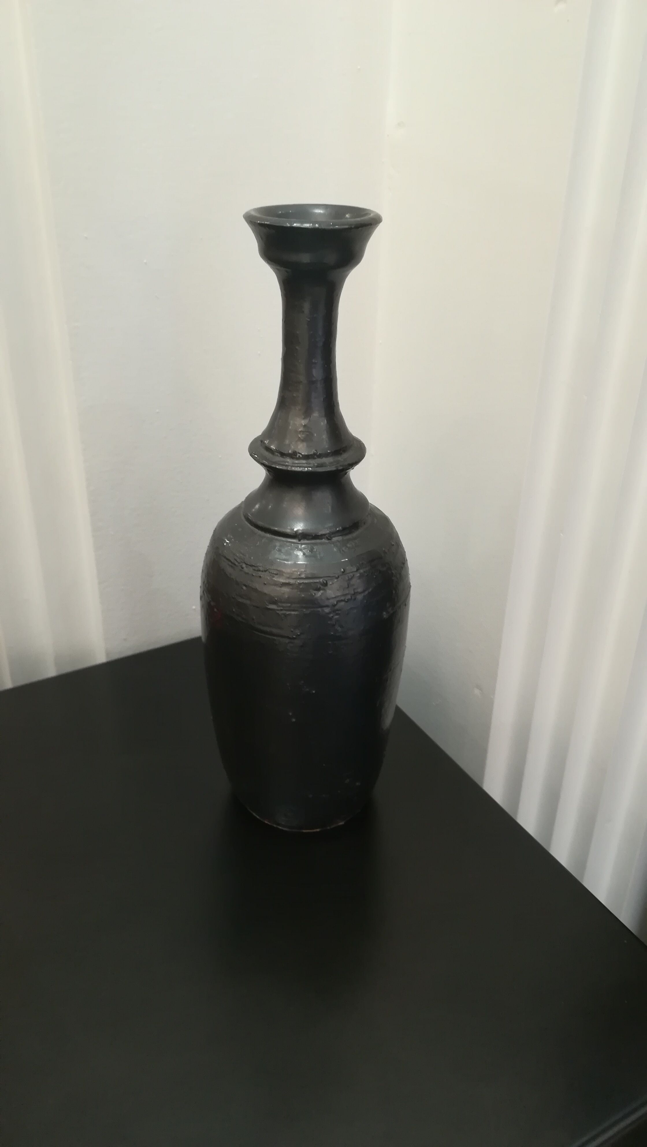 Vase of black enamelled terracotta, signed Jean Marais