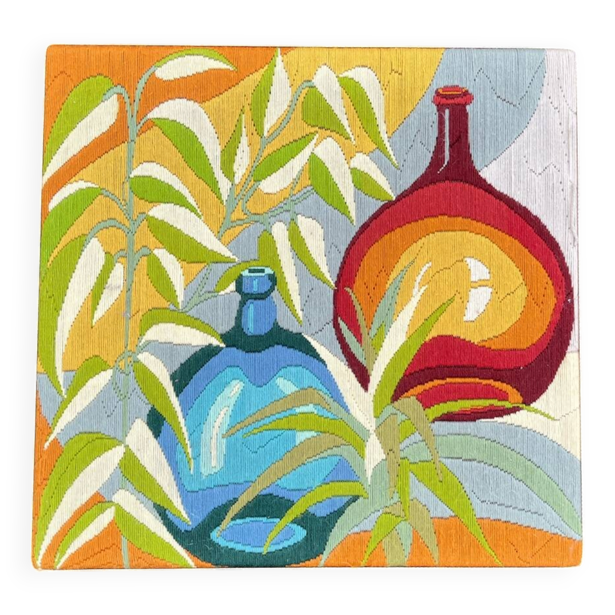 Vintage wool tapestry Les Bonbonnes by Geneviève salivanof for DMC