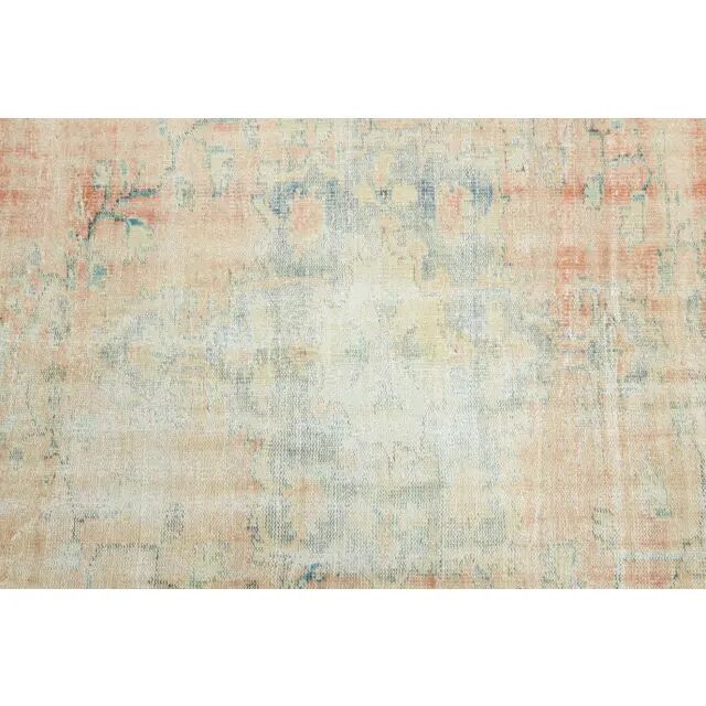 1970s Vintage Turkish Oushak Handmade Wool Cotton Orange Area Rug  193x302