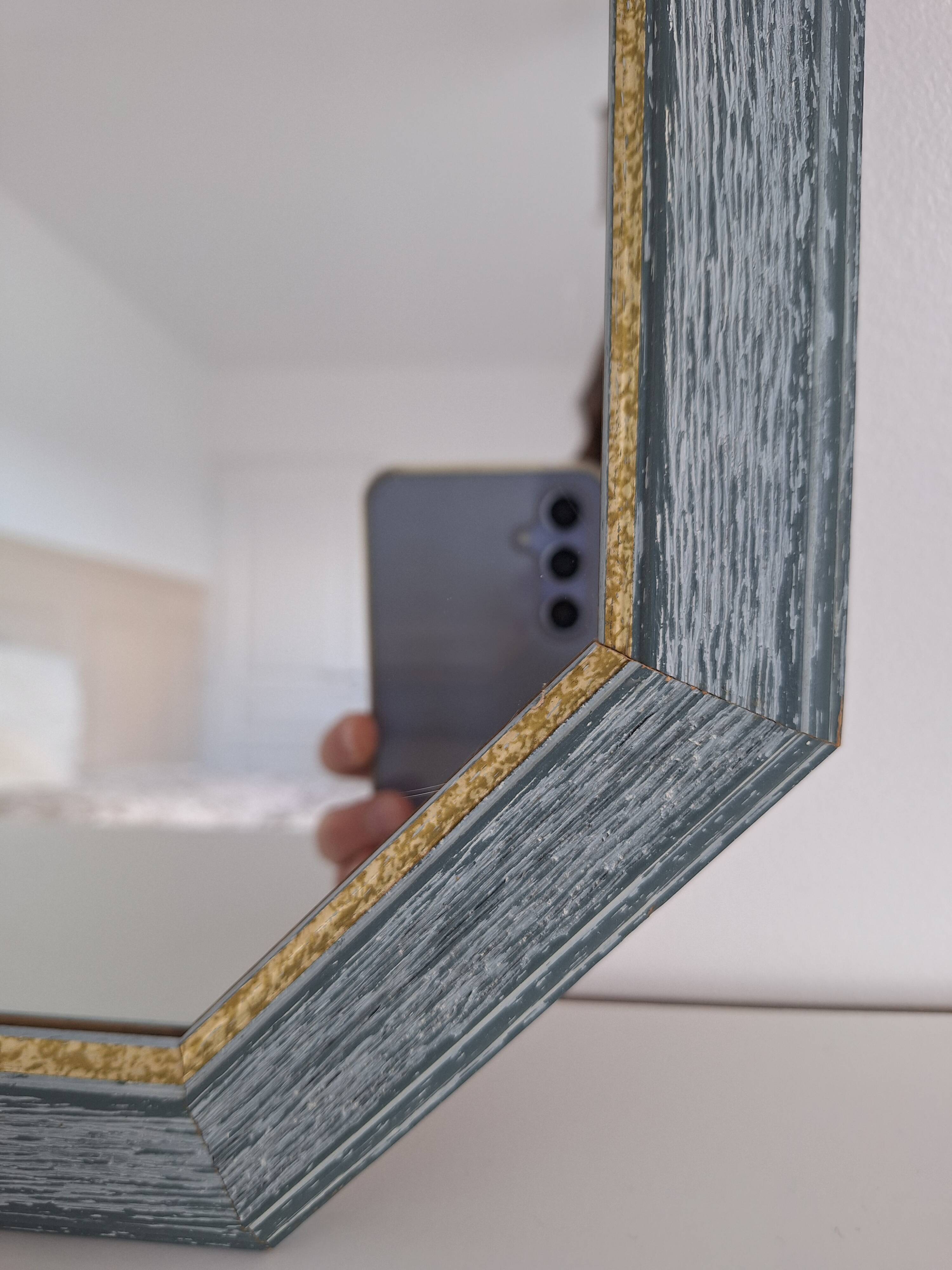 Vintage blue octagon mirror