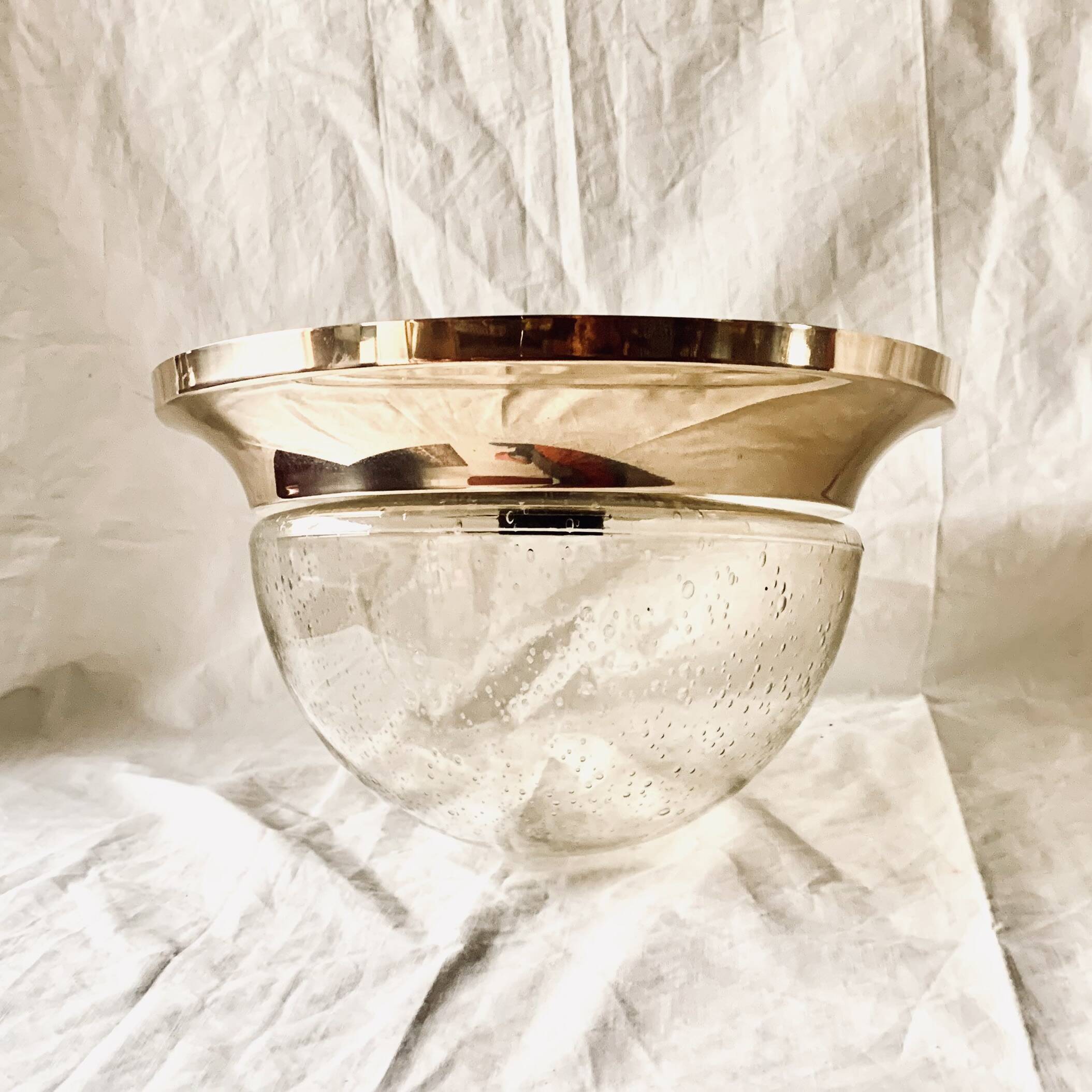 Vintage ceiling light in brass and bubbled glass