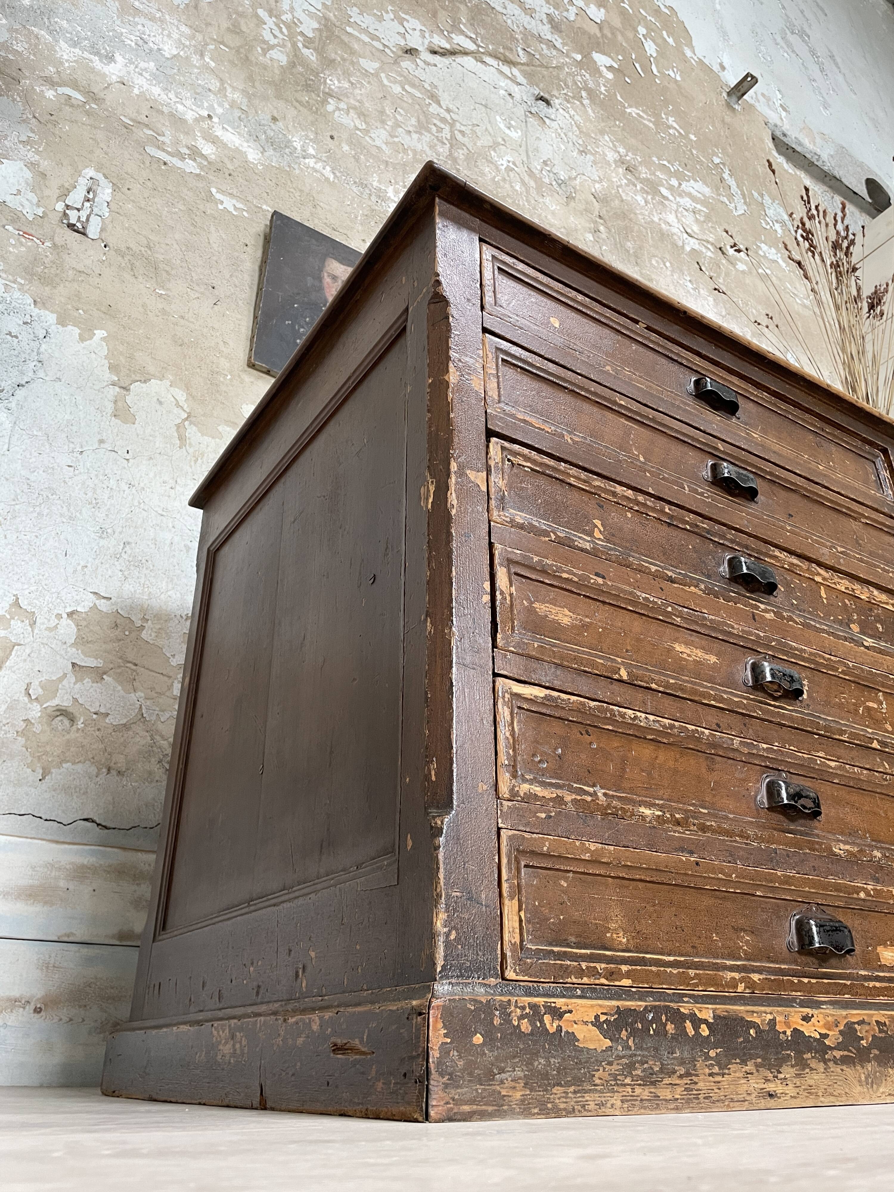 Double-sided trade counter with drawers, circa 1900