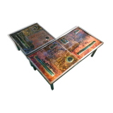 Set of 2 tables enamelled lava