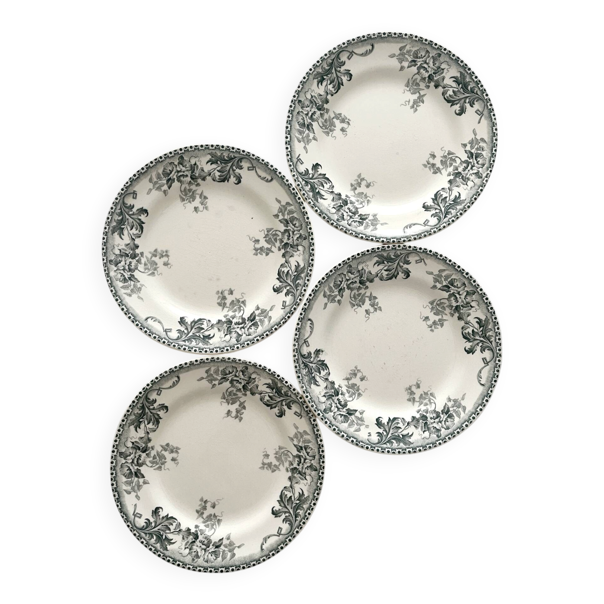 4 dessert plates ironstone "Liserons" Choisy le Roi