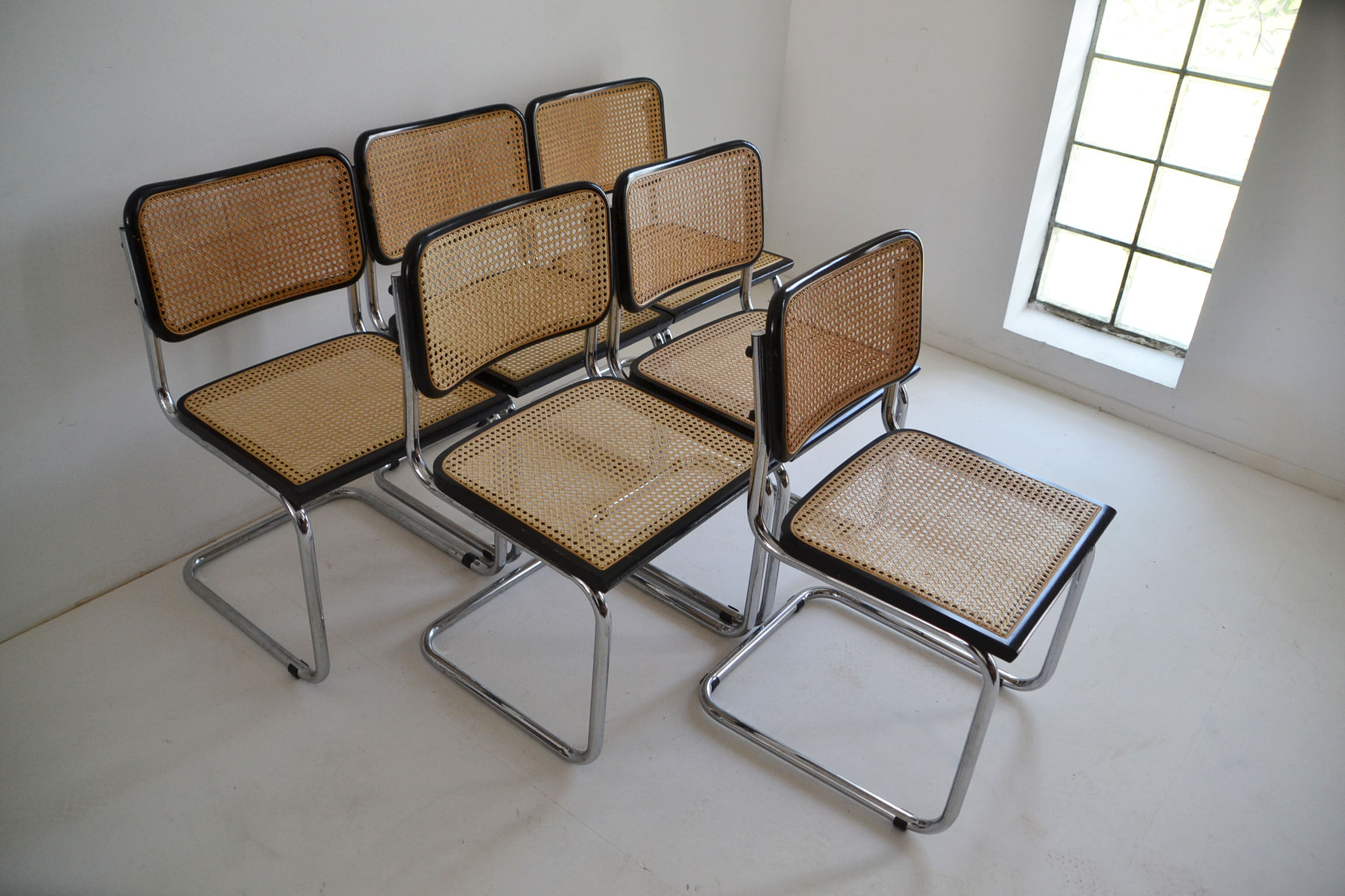 Suite of 6 chairs by Marcel Breuer Cesca B32, made in Italy