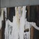 Abstract painting signed Besson Eric, canvas on wooden panel, wall decoration.