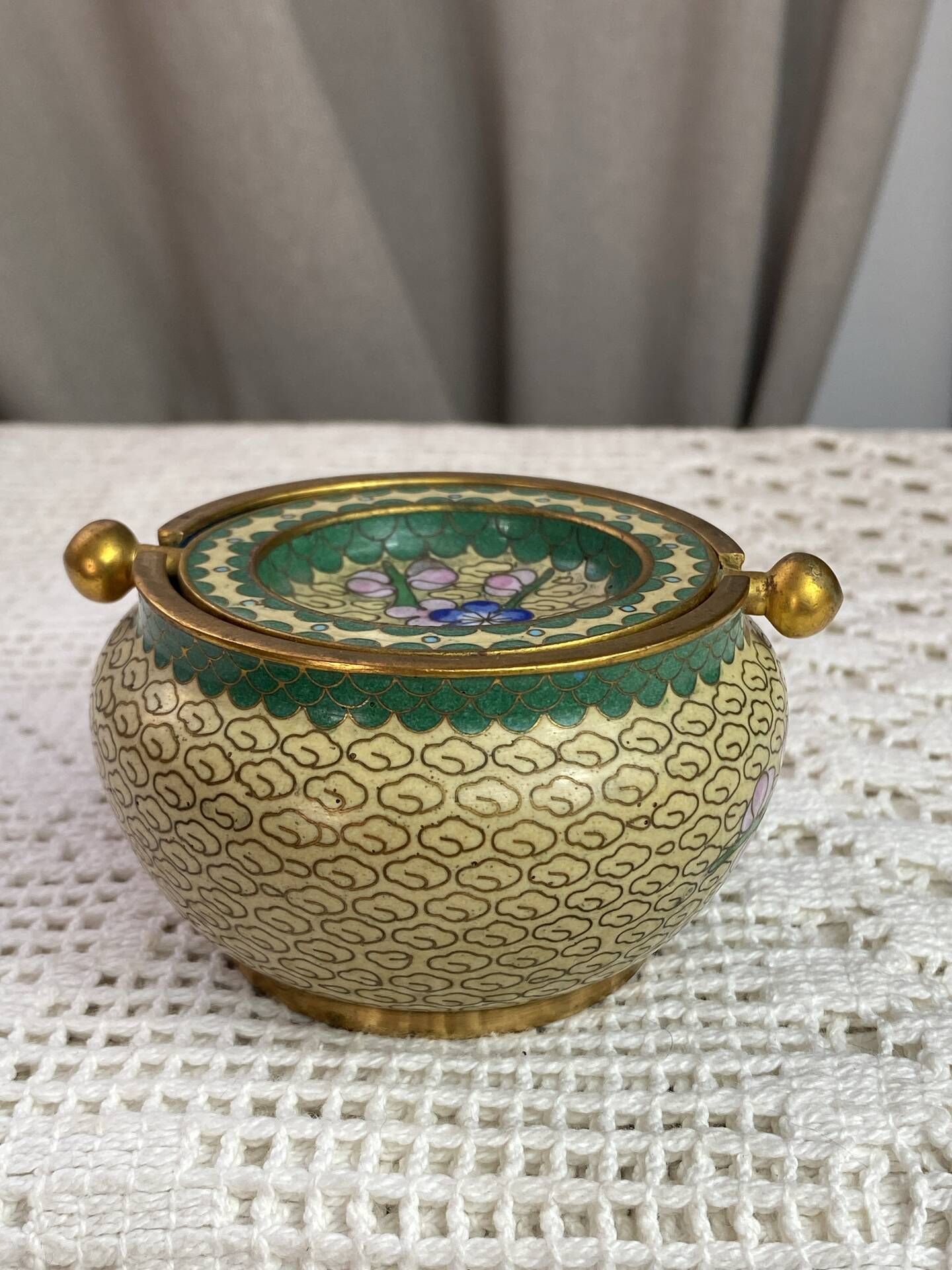 Enamelled brass ashtray