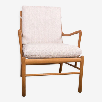Fauteuil danois en chêne et tissu, modèle OW 149 « Colonial Chair » par Ole Wanscher pour Carl Hanse