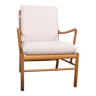 Fauteuil danois en chêne et tissu, modèle OW 149 « Colonial Chair » par Ole Wanscher pour Carl Hanse