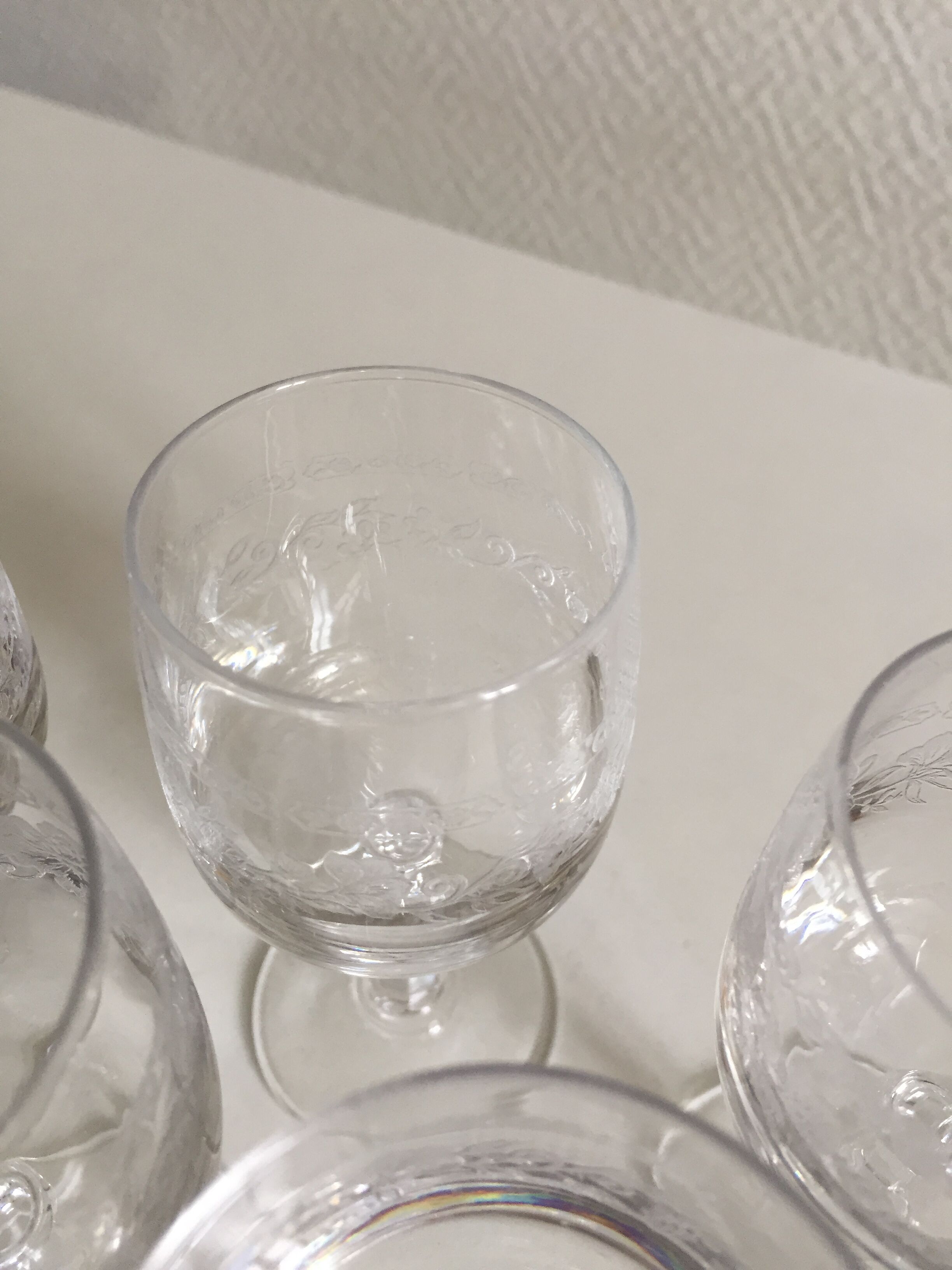 Old crystal foot glasses