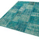 Handmade anatolian overdyed 175 cm x 242 cm turquoise patchwork carpet