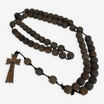 Old wooden rosary antique French rosary