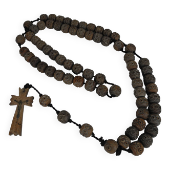 Old wooden rosary antique French rosary