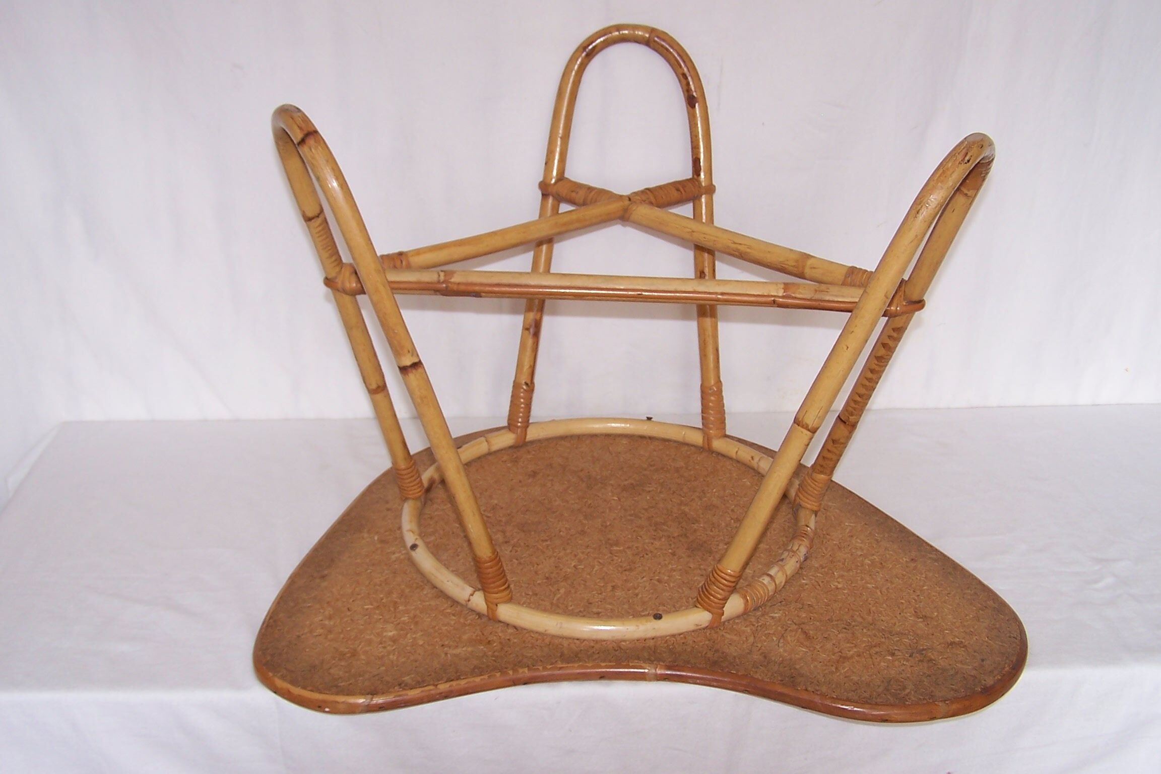 Rattan bamboo coffee table free form 50's