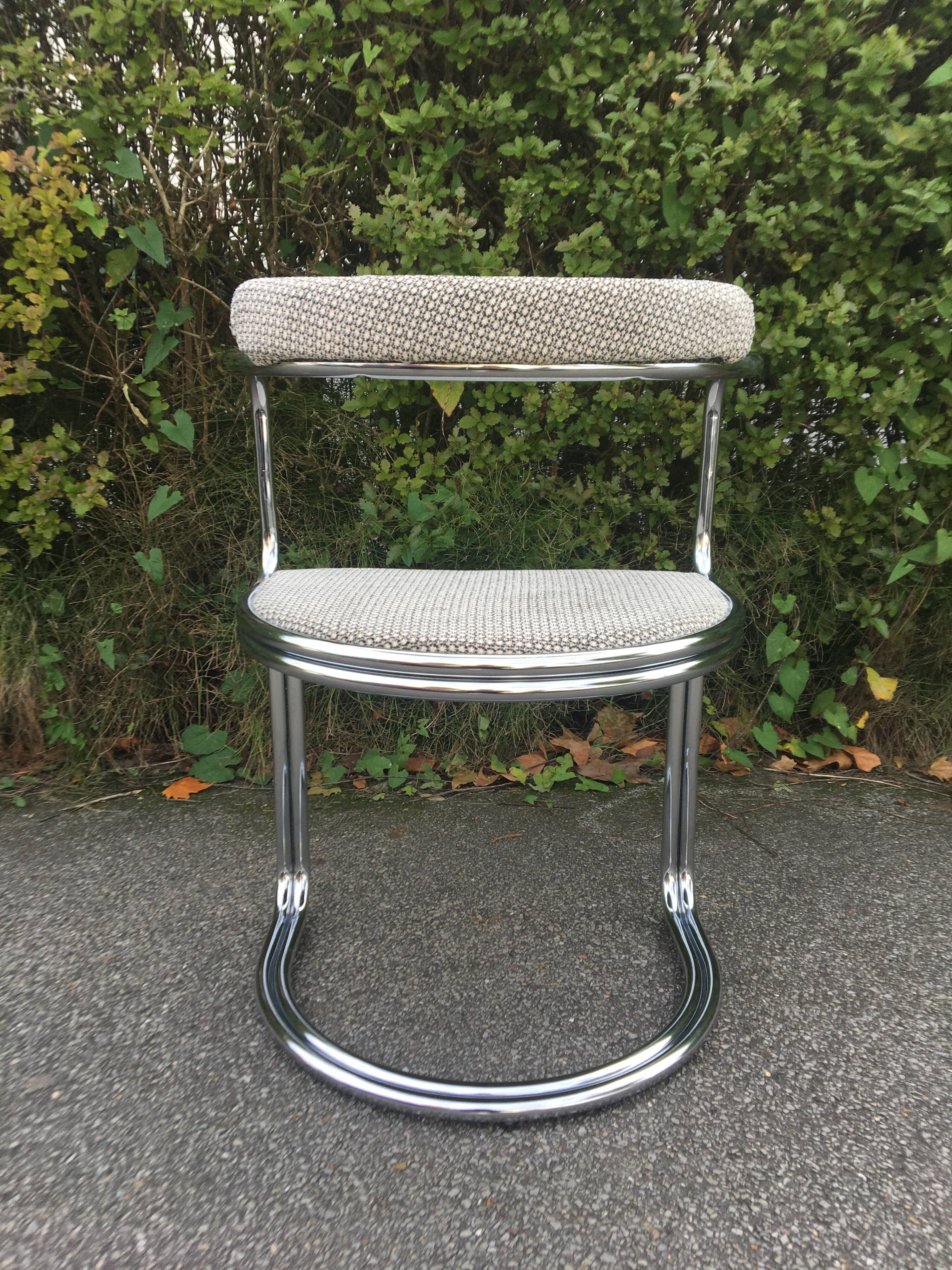 Chrome steel tube chair and fabric, 1970s