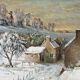 Large oil on canvas signed by Victor Zolnierowicz – Snowy landscape in