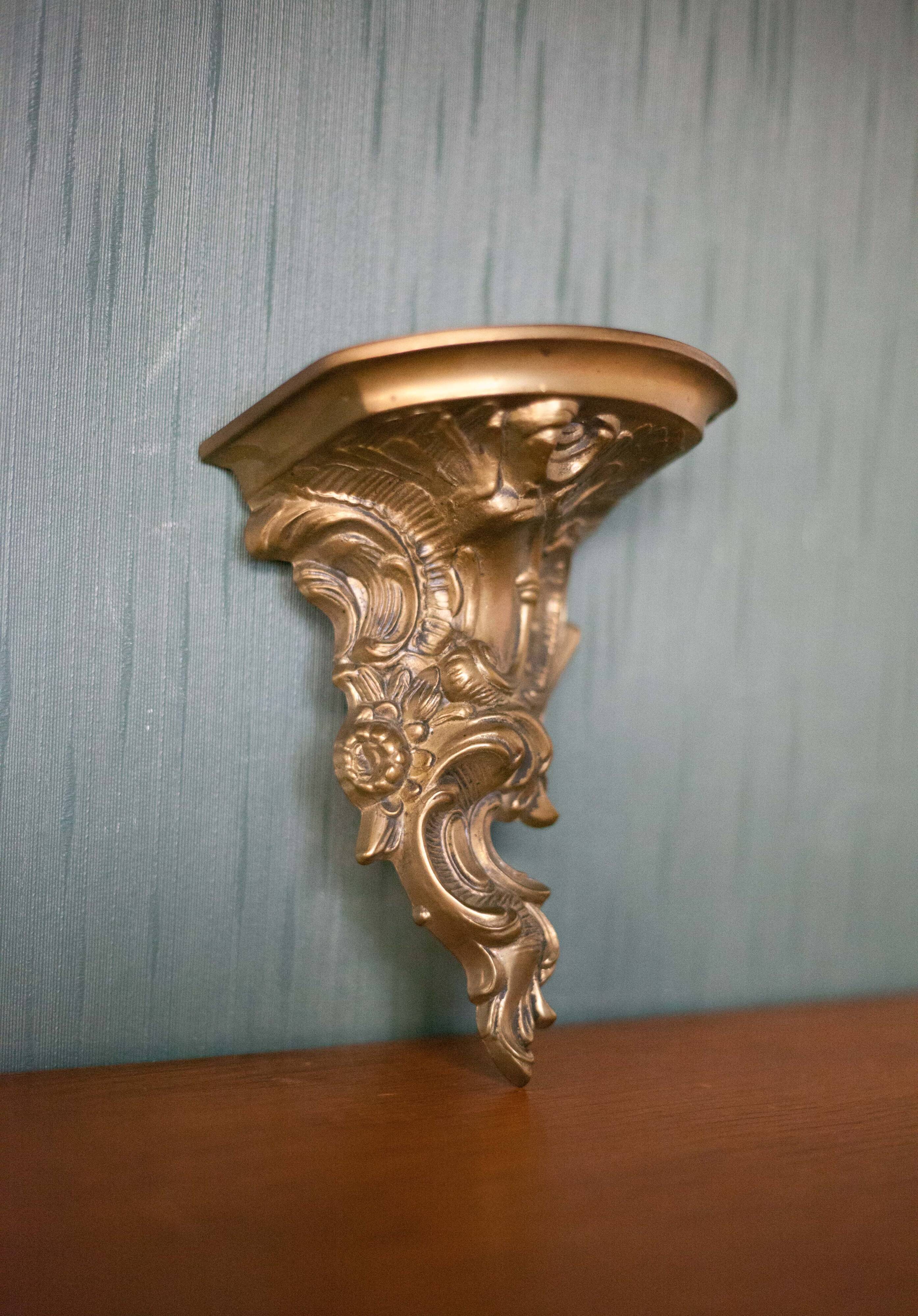 Rococo bronze wall console, small wall shelf, wall light, interior decoration