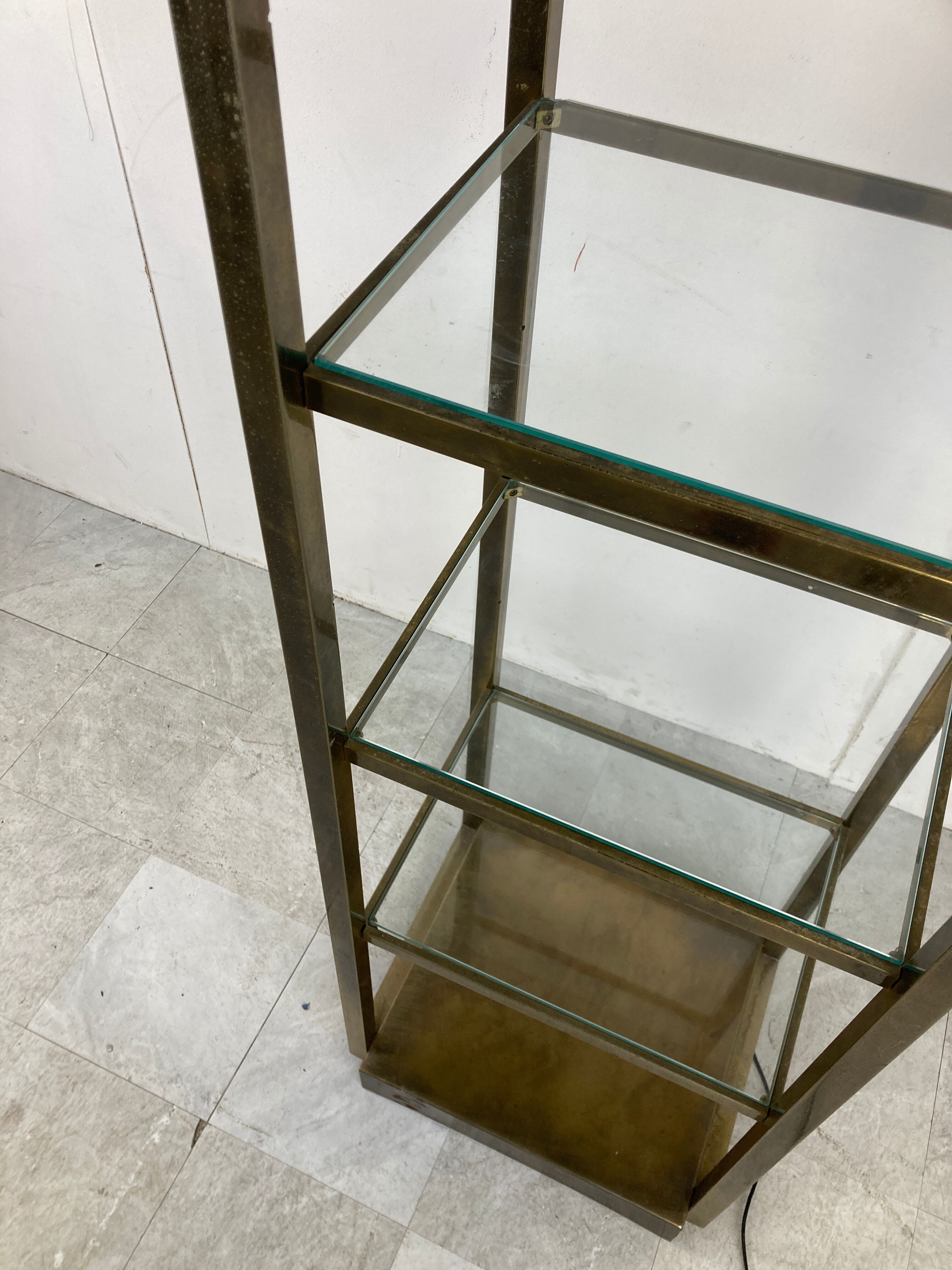 Brass illuminated wall unit by Belgochrom, 1970s