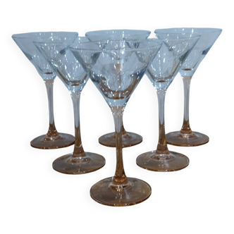 Very Beautiful Set of 6 Vintage Champagne and Cocktail Glasses