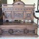 Banquette-coffre ancienne style Henri II / Néo-Renaissance en bois sculpté