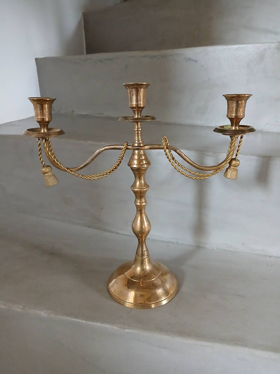 Antique metal chandelier with 3 arms