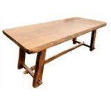 Dining Table + 2 Brutalist Dining Benches by Aranjou 70s