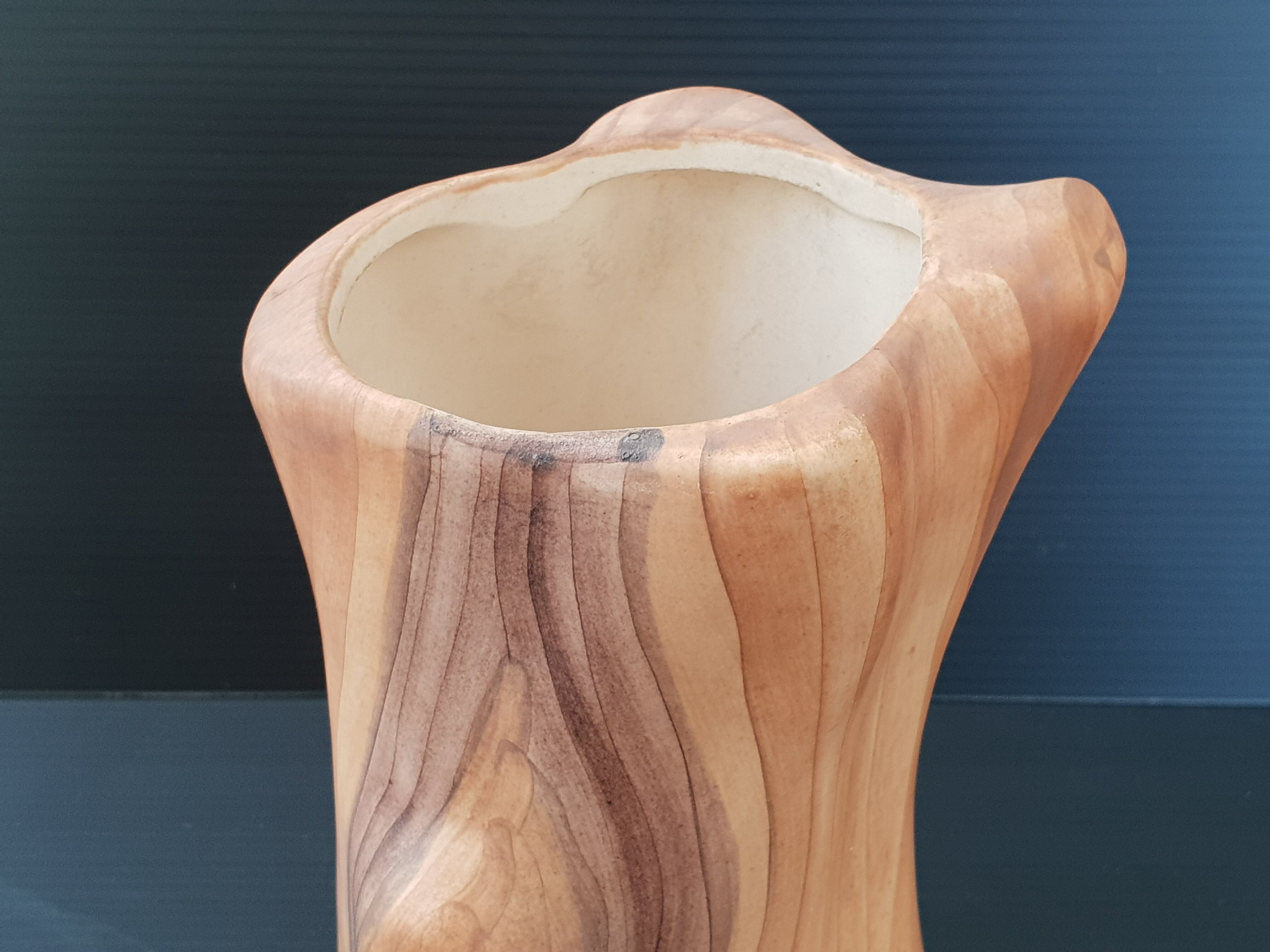 Faux-wood ceramic vase 1950