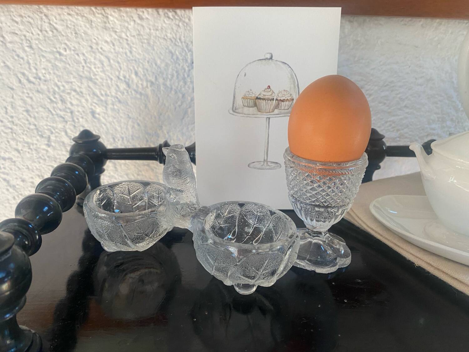 Antique pressed molded glass egg cup