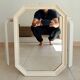 Vintage octagonal white lacquered mirror