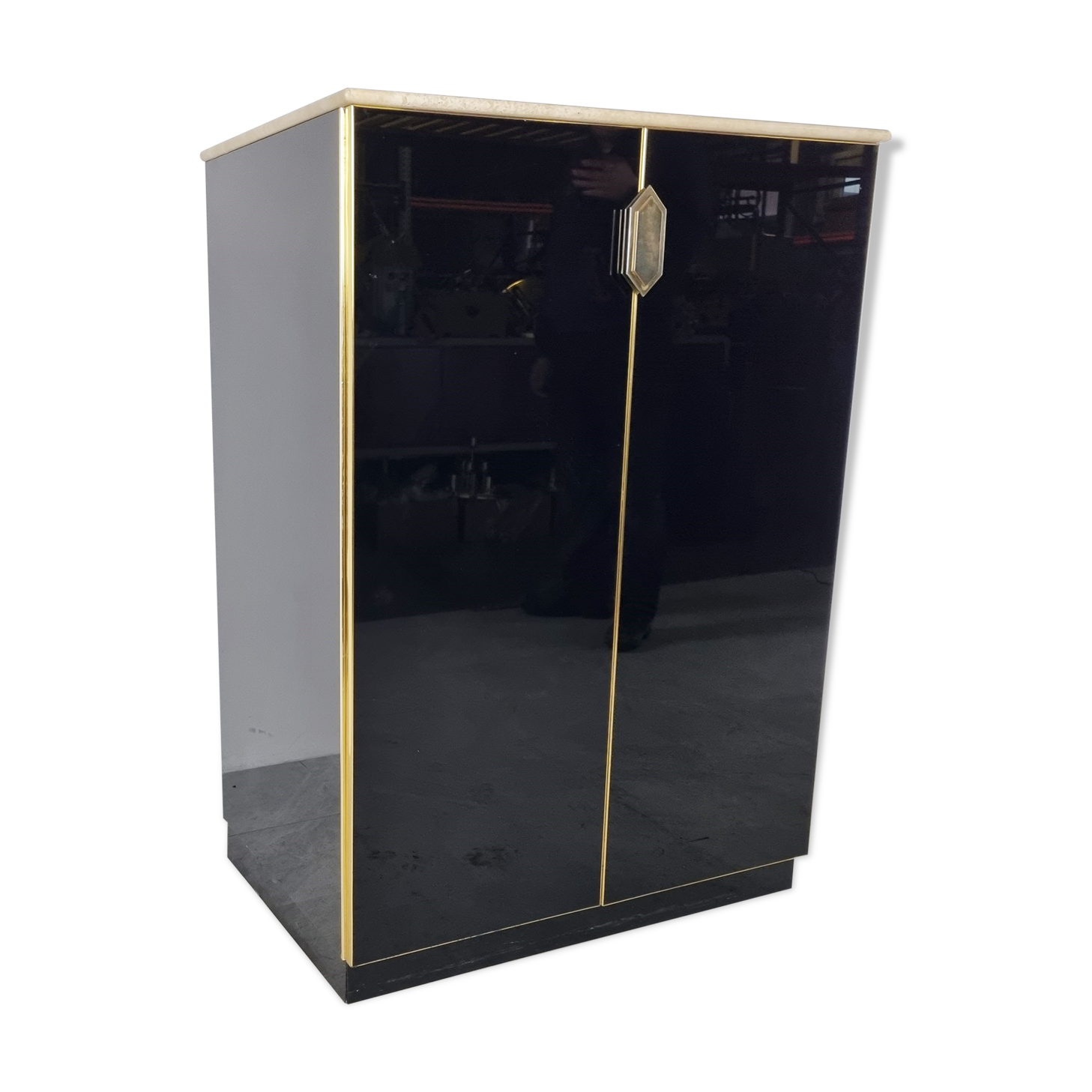 Bar en verre noir, années 1970