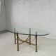 Oval dining room table in brass and beveled glass Belgo Chrome