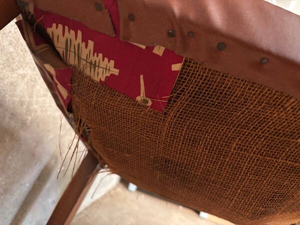 Fauteuil bridge Skaï marron effet cuir