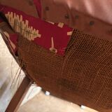 Brown leather effect Skaï bridge armchair