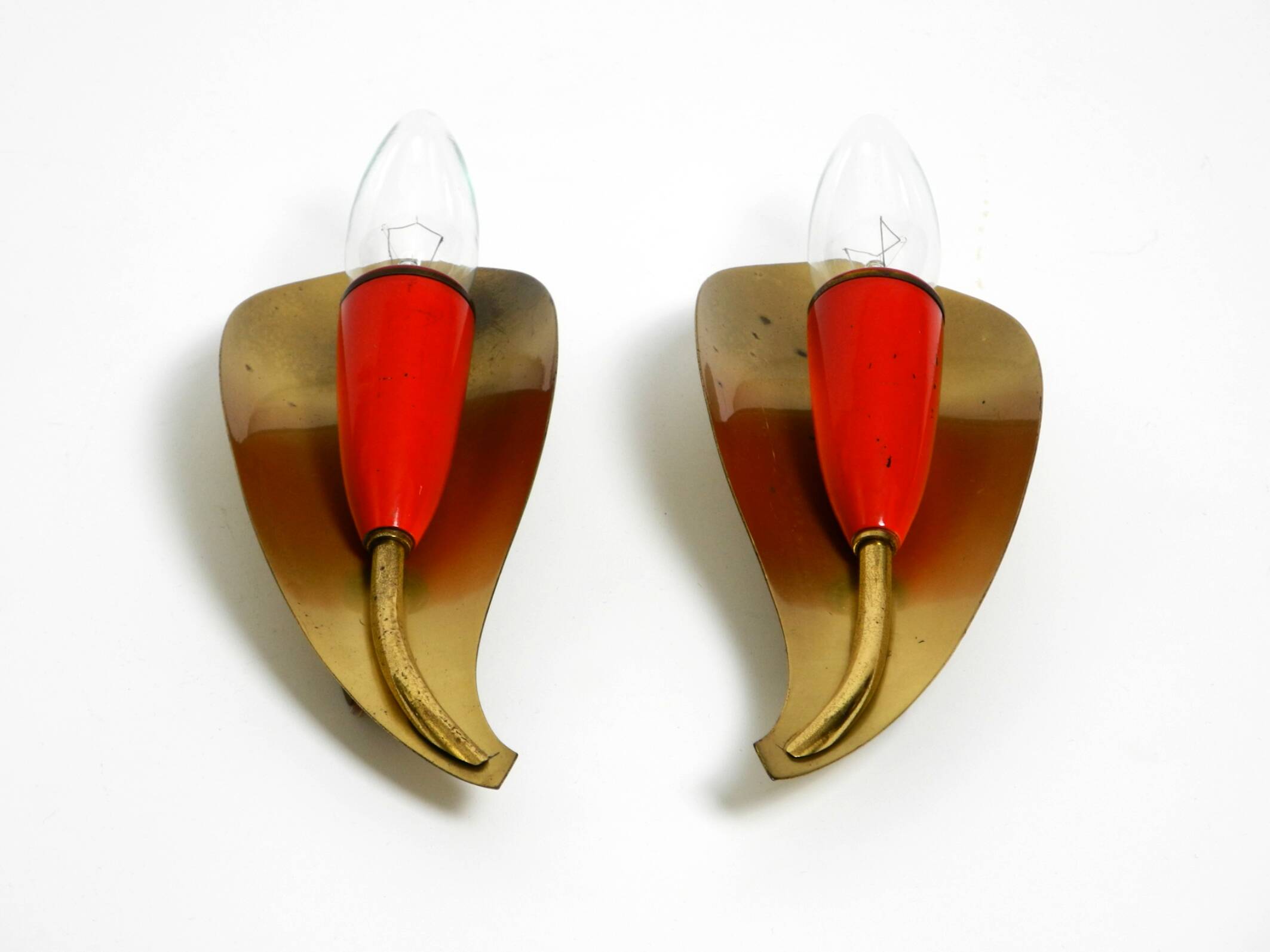 Two original Mid Century Modern brass sconces