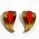 Two original Mid Century Modern brass sconces