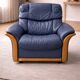Ekornes Stressless —4 of Adjustable Swivel Armchairs — Blue Leather & Beech