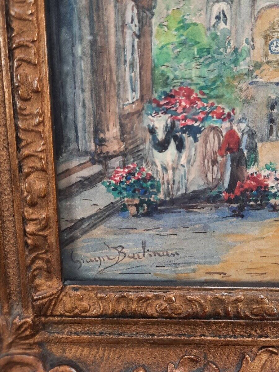 Tableau du marché aux fleurs français du milieu du siècle