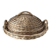Cloche et plateau en osier tressé