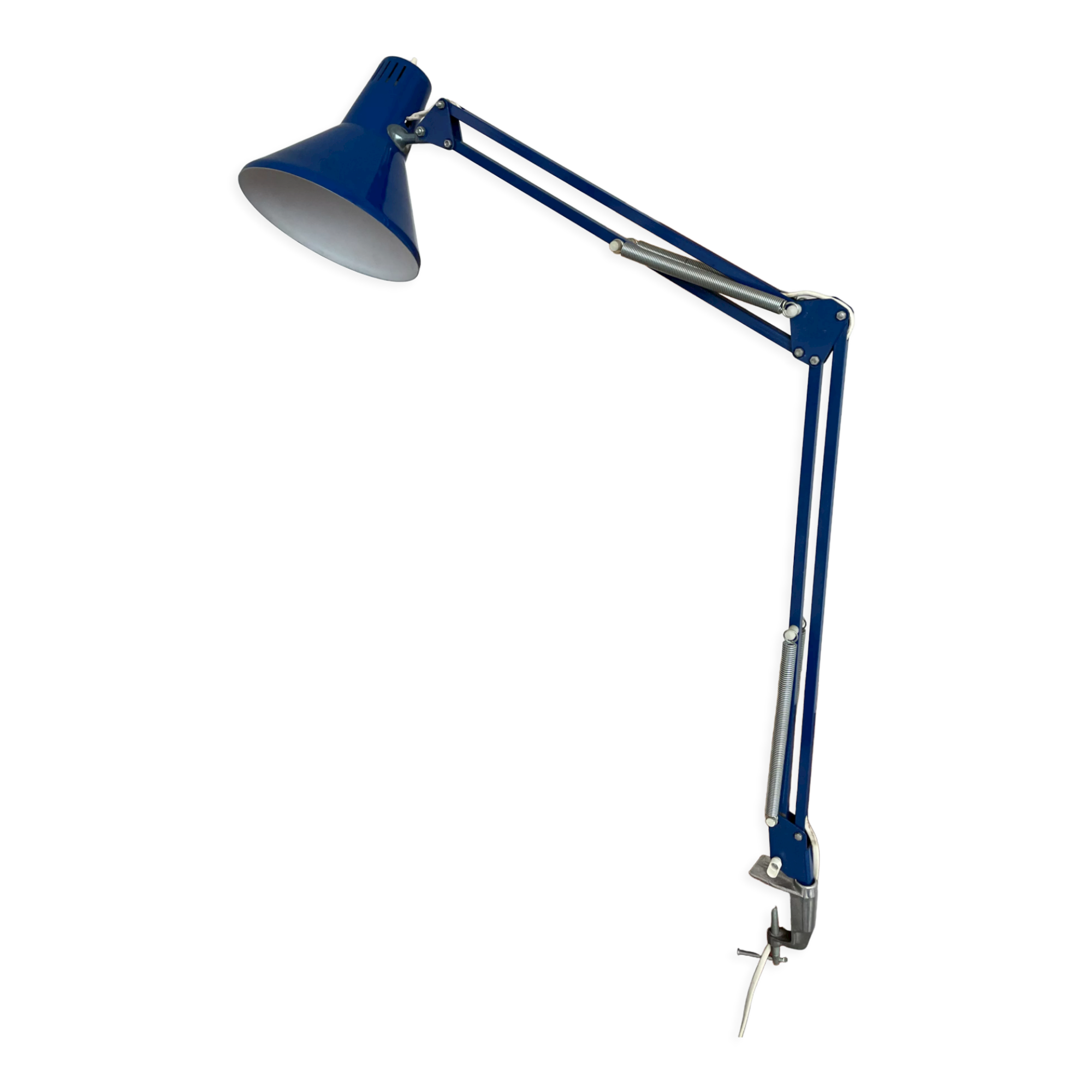 Vintage, architect lamp, articulated lamp, Twist brand, Model T1, 1970s, blue, décor