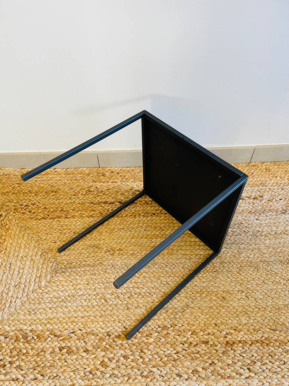 Black coffee table in raw steel Domino model Caravane brand