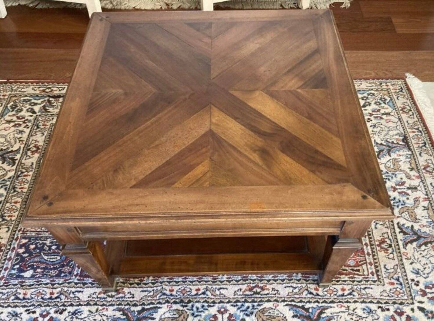 Coffee table in solid walnut – Versailles Parquet marquetry – Louis style