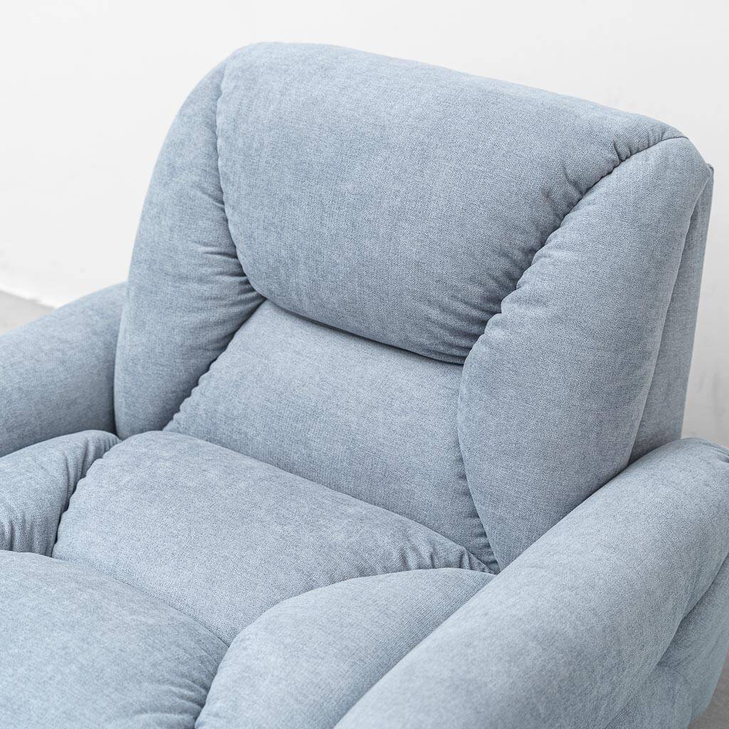 Pair of vintage Italian armchairs in light blue fabric – 1950s design