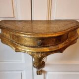 Mid-19th century wall console in wood and gilded stucco