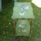 wooden side table painted flowers