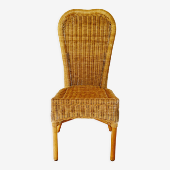 High back wicker chair